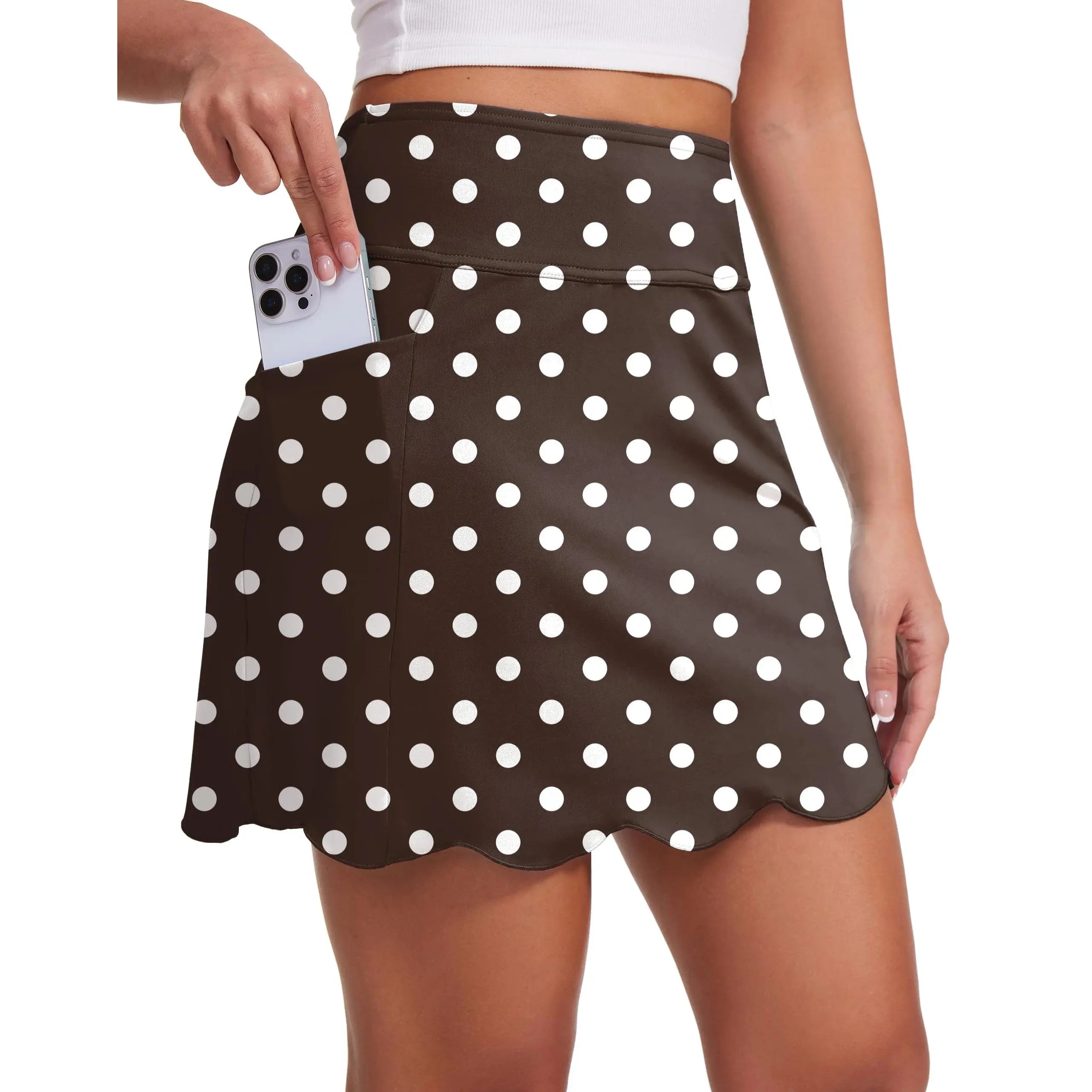 MOTEEPI Skorts for Woman with Pockets 16" Golf Athletic Skirts Scalloped Hem Tennis Skirt Dressy Casual Skort for Petite Women Skort for plus Size Women with Pockets Skort for Tall Women Knee Length Womens Skort for Moms Casual Slim Fit Skort Women