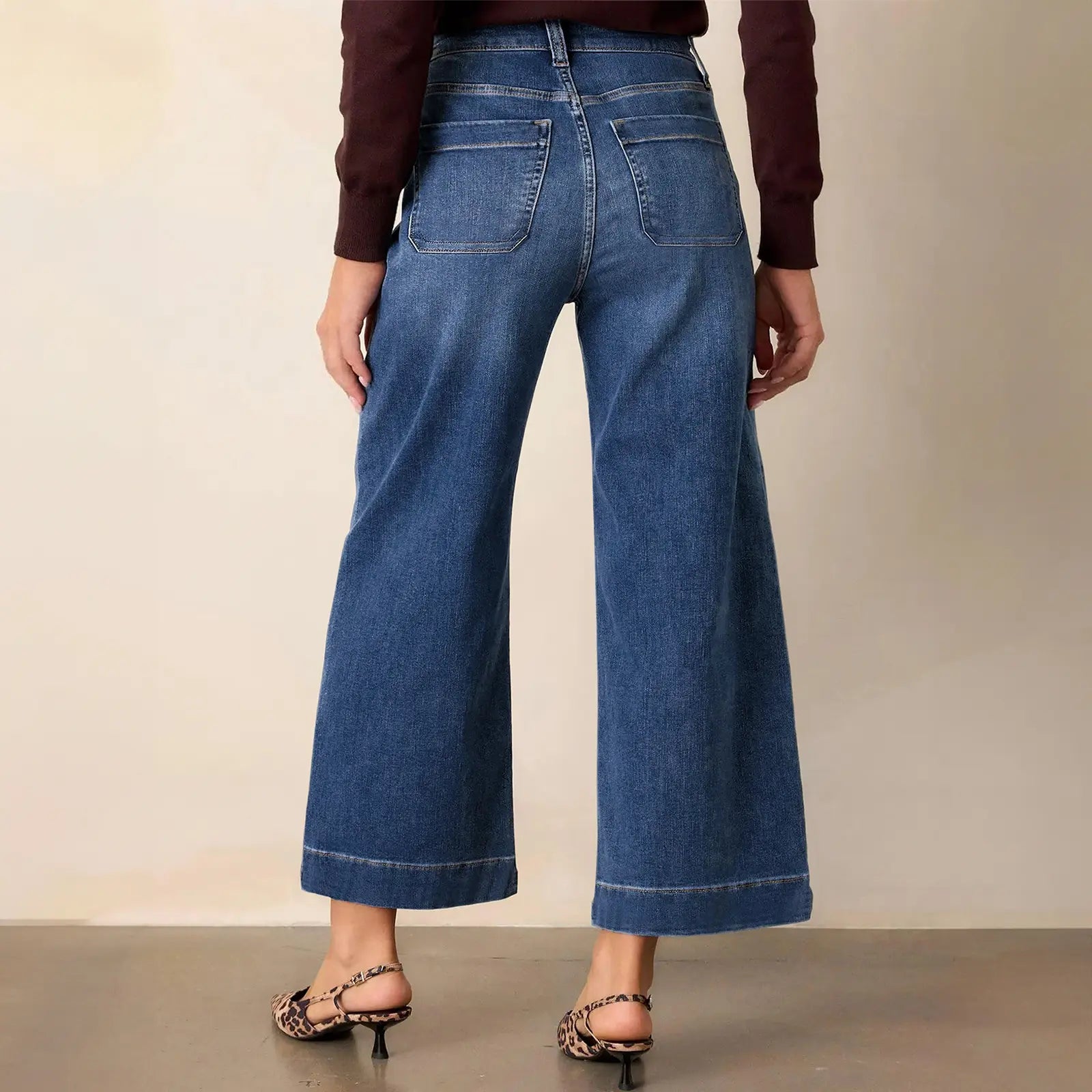 Eytino plus Size Jeans for Curvy Women High Waisted Wide Leg Stretchy Straight Leg Ankle Denim Pants with Pockets(Size 14-32)