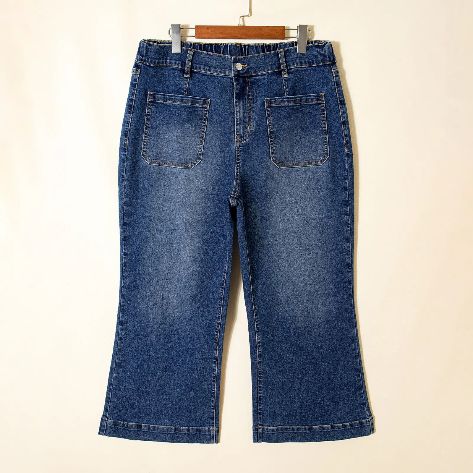 Eytino plus Size Jeans for Curvy Women High Waisted Wide Leg Stretchy Straight Leg Ankle Denim Pants with Pockets(Size 14-32)