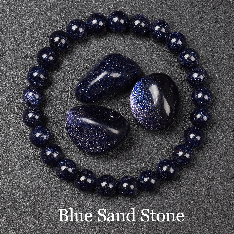 Natural Black Agates Beads Bracelet Women Men Genuine Black Onyx Natural Stone 6Mm 8Mm Smooth round Beads Lucky Energy Jewelry