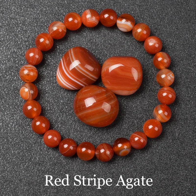 Natural Black Agates Beads Bracelet Women Men Genuine Black Onyx Natural Stone 6Mm 8Mm Smooth round Beads Lucky Energy Jewelry
