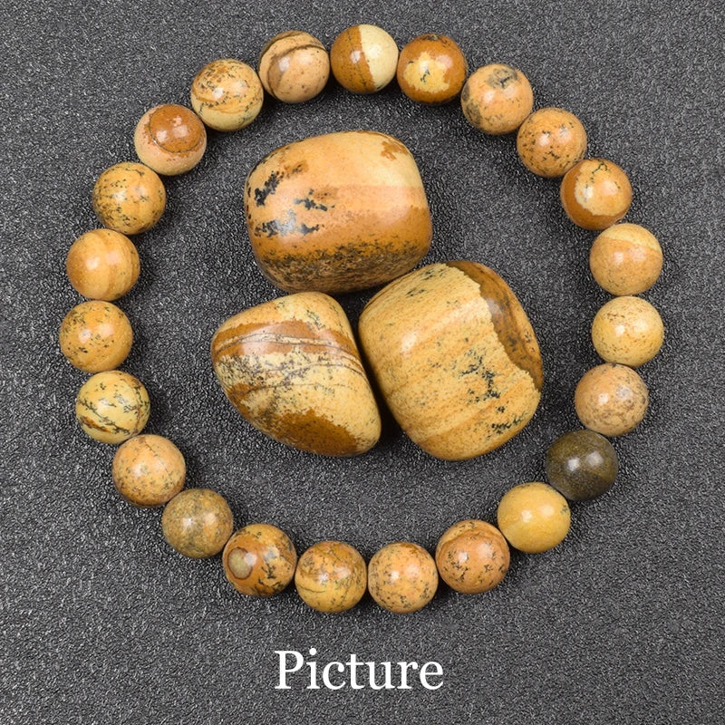 Natural Black Agates Beads Bracelet Women Men Genuine Black Onyx Natural Stone 6Mm 8Mm Smooth round Beads Lucky Energy Jewelry
