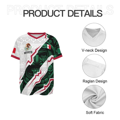 2026 New Mexican Soccer Jersey , Men'S Mexico Aztec Calendar Style Jerseys, Soccer Lover Gift, 2026 V-Neck Football Jersey for Player and Fans